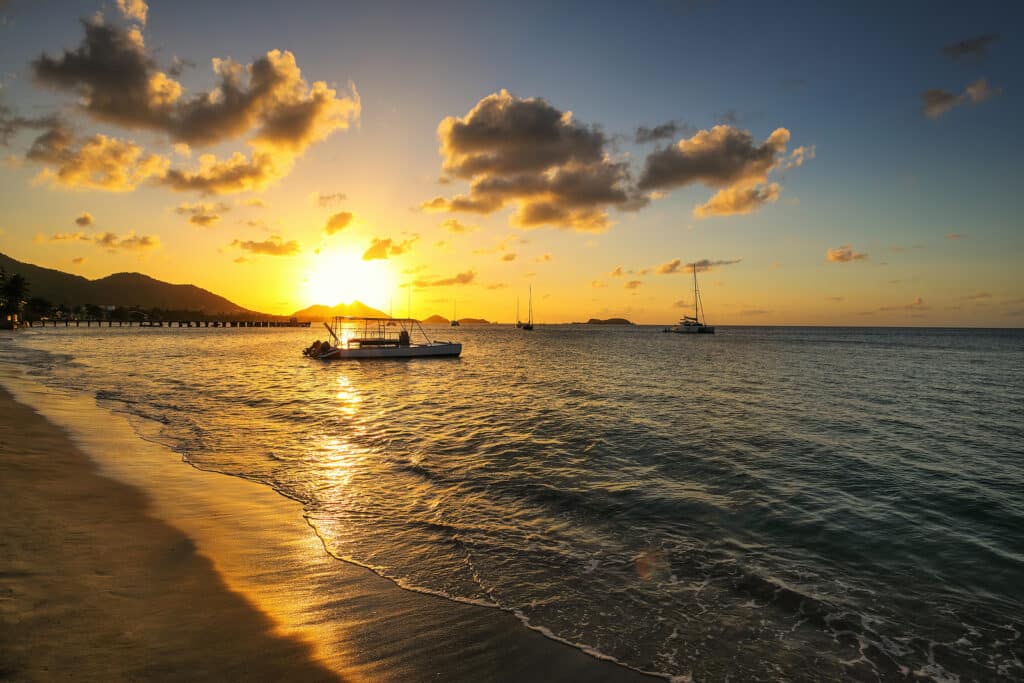 Sunset Over Hillsborough Bay, Carriacou Island, Grenada. Hillsbo